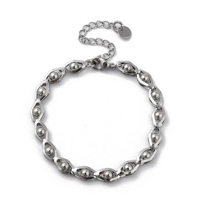 Non-Tarnish 304 Stainless Steel Hollow Horse Eye Link Chain Bracelets for Women Men