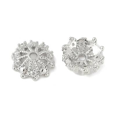 Brass Micro Pave Clear Cubic Zirconia Bead Caps