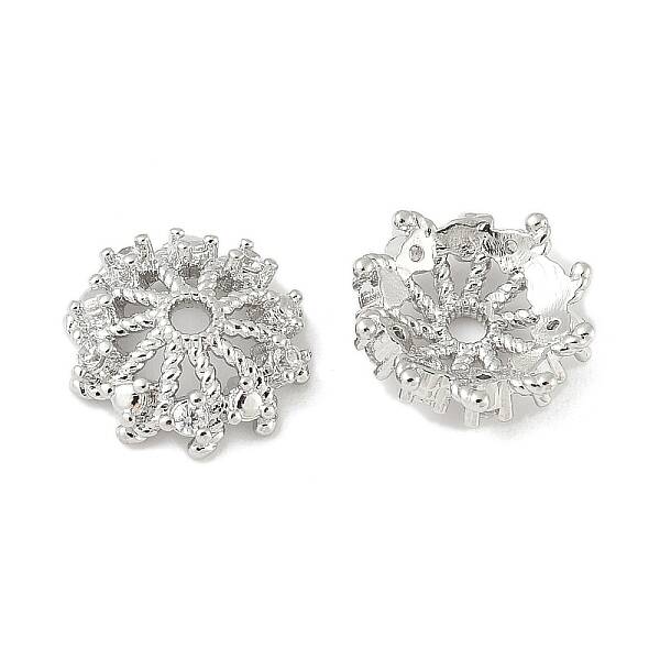 Brass Micro Pave Clear Cubic Zirconia Bead Caps
