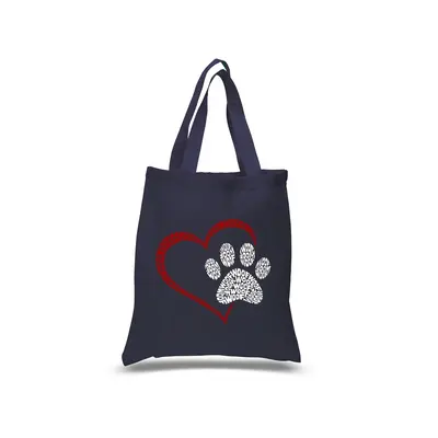Paw Heart - Small Word Art Tote Bag - SMALL - Red