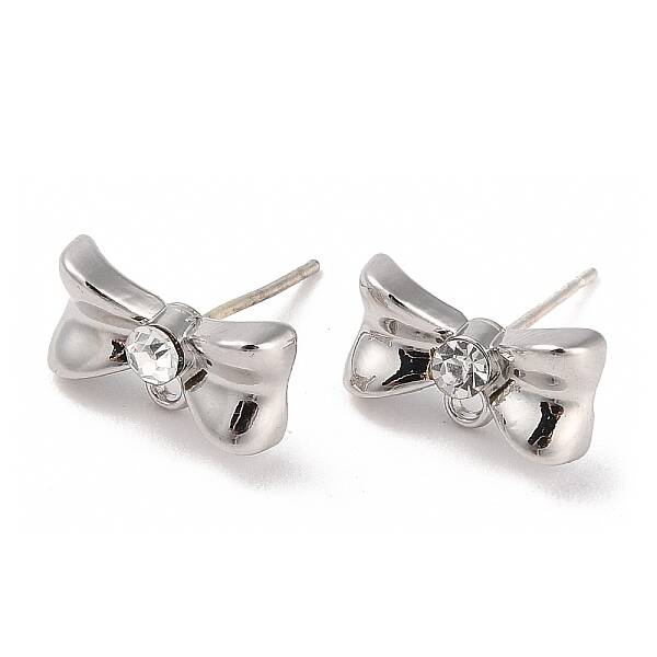 Silver Alloy Rhinestone Stud Earring Findings
