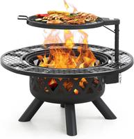 BALI OUTDOORS 2-in-1 Wood Fire Pit will Grill,  360° rotated, for Backyard, Camping, Tailgating Party