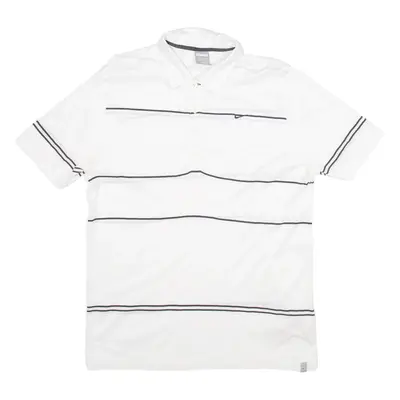 NIKE Mens Polo Shirt White Striped L