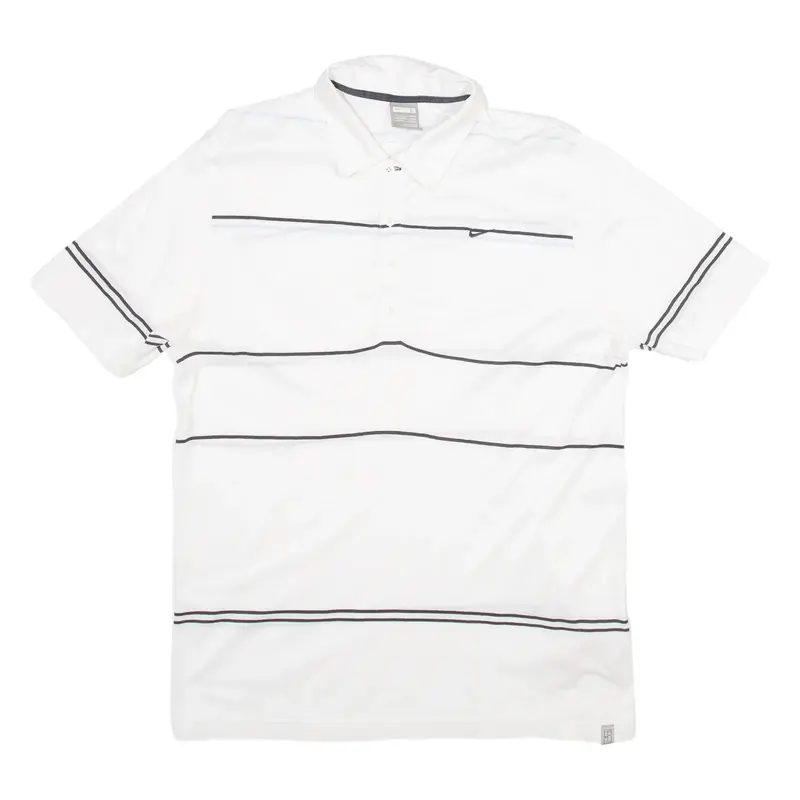 NIKE Mens Polo Shirt White Striped L
