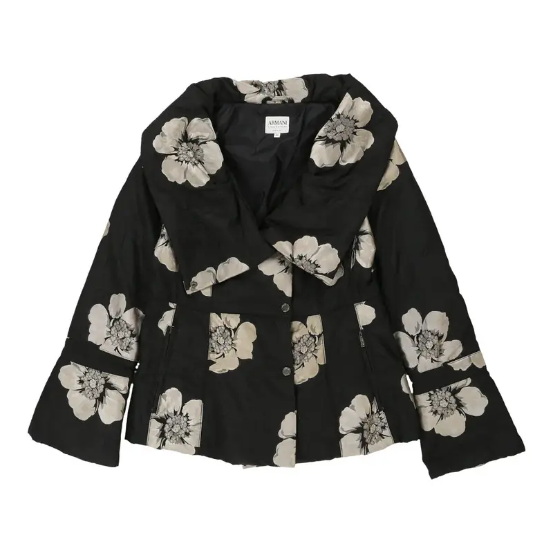 Armani Floral Jacket - Large Black Nylon | Size: large