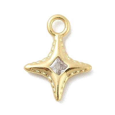 Brass Micro Pave Clear Cubic Zirconia Charms