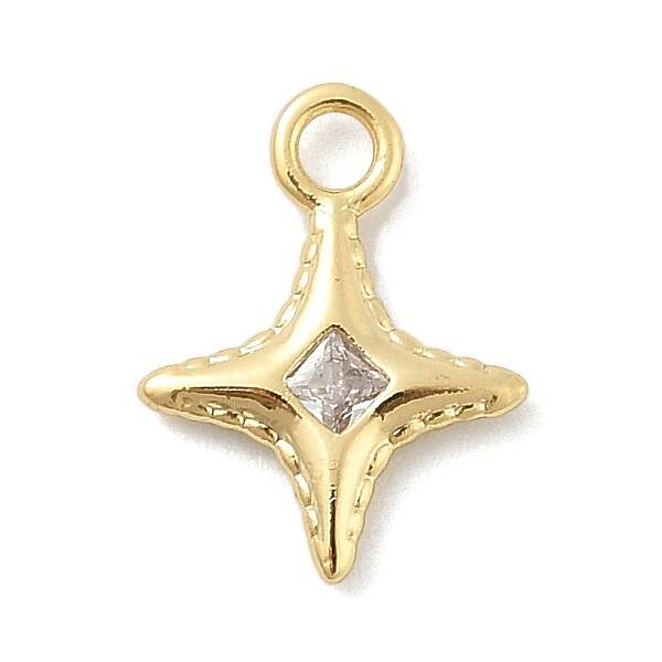 Brass Micro Pave Clear Cubic Zirconia Charms