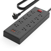 Power Strip, Surge Protector with 10 Outlets and 4 USB Ports, 5 Feet Extension Cord , Low Profile Flat Plug, Wall Mountable, ...