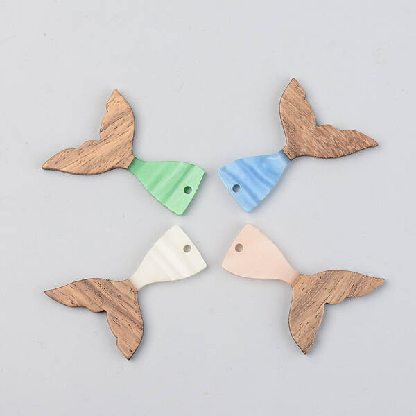 Opaque Resin & Walnut Wood Pendants