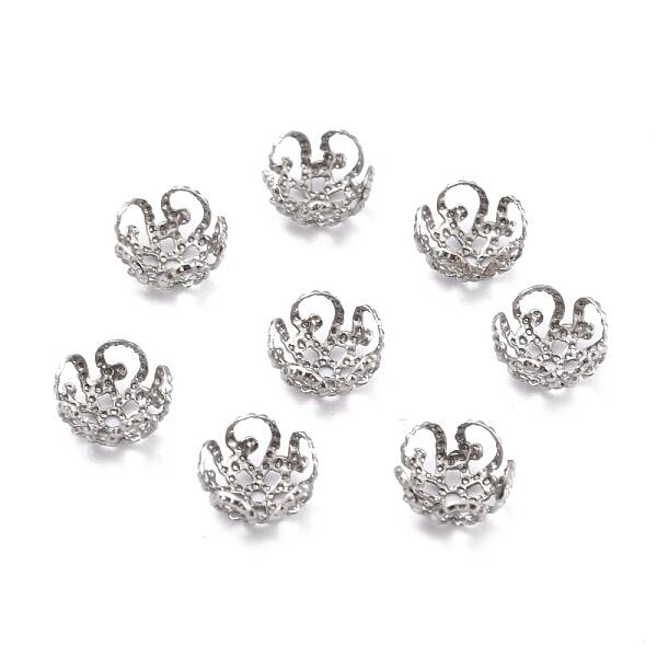Tarnish Resistant 5-Petal 304 Stainless Steel Bead Caps