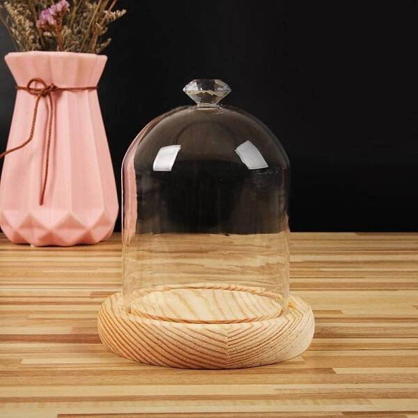 Diamond Shaped Top Clear Glass Dome Cover