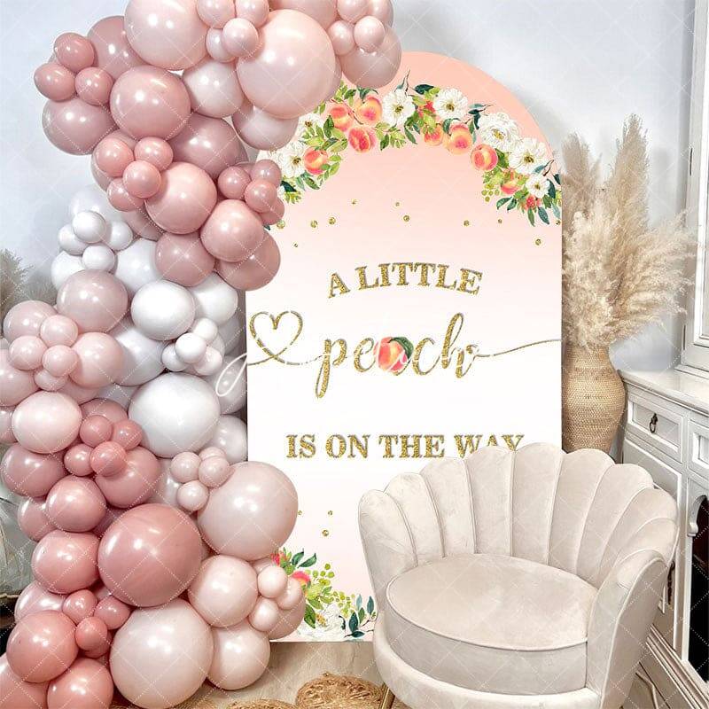 Pink Little Peach Floral Baby Shower Arch Backdrop