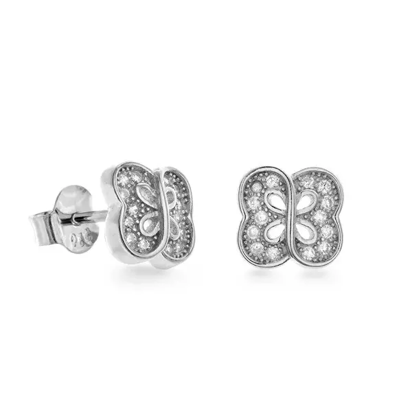 Again jewelry Fascinating Silver Earrings with Cubic Zirconia AJNS0026