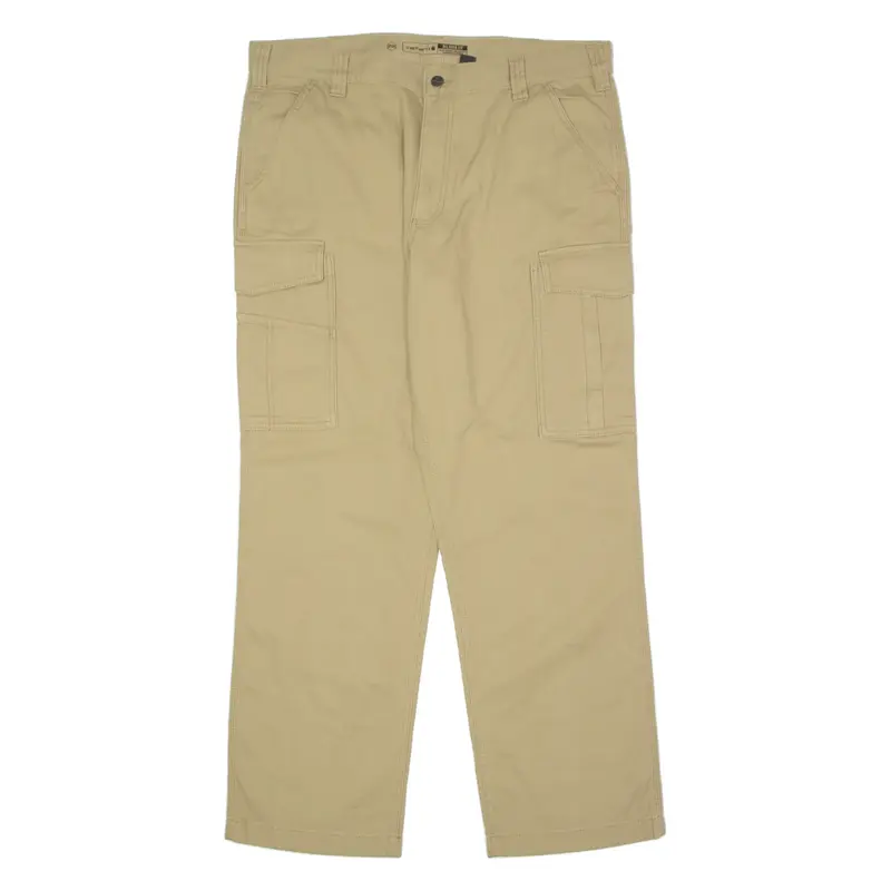 CARHARTT Cargo Mens Canvas Trousers Beige Relaxed Straight W38 L30