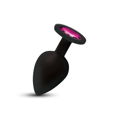 Gemma Pink Gem Black Silicone Plug - Large