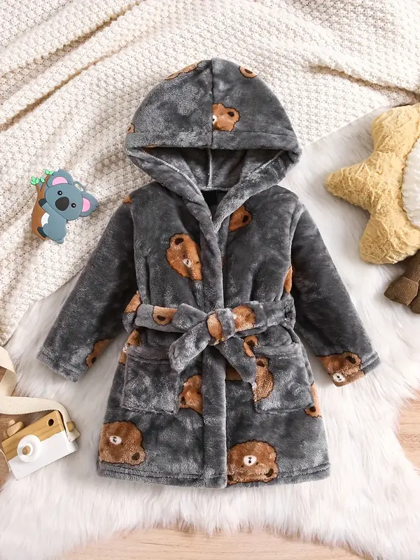 Toddler & Kid Flannel Robes 6M-8y Soft Cozy Heat-locking Vibrant Colors Perfect for Little Boy Pajama Set Casual Star Pattern...