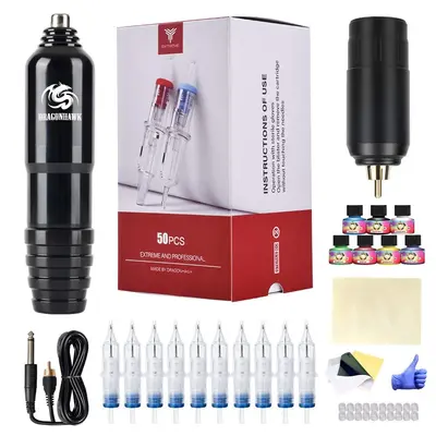 Dragonhawk M4 Wireless Complete Tattoo Pen Machine Kit