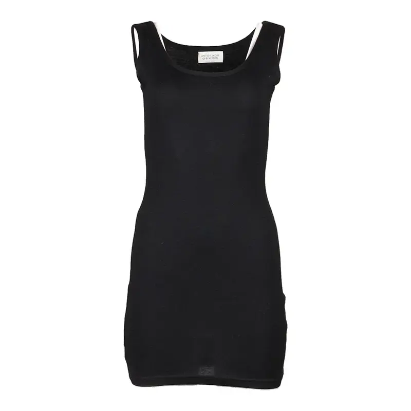 Benetton Mini Dress - Small Black Wool Blend