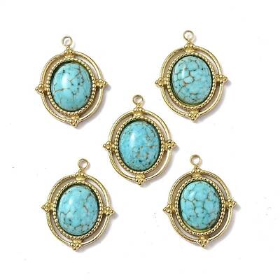 PVD Vacuum Plating 201 Stainless Steel Natural Turquoise Pendants