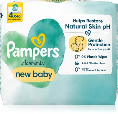 Pampers Harmonie New Baby Wet Cleansing Wipes for Children 4x46 Pieces