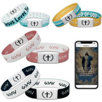 4 Pcs Daily Bible Verse Bracelet with NFC Scan for Women Men, Durable Elastic Christian Bands,Jesus is King Religious Wristba...