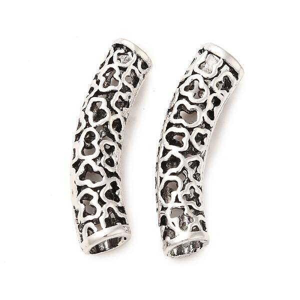 Tibetan Style Alloy Hollow Curved Tube Beads