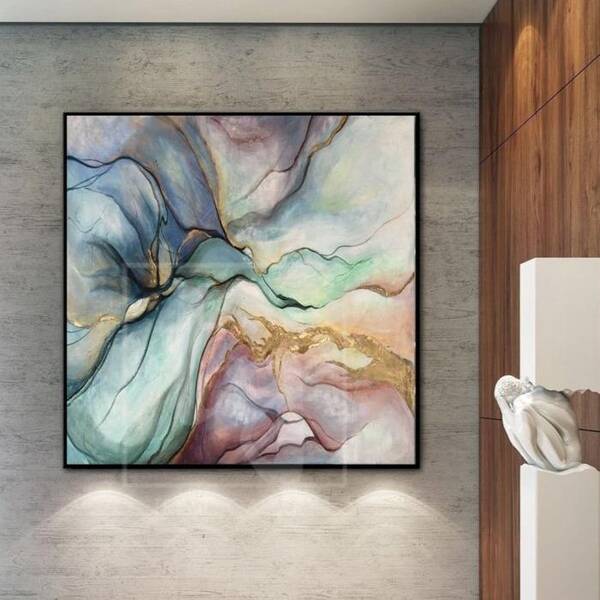 Large Abstract Original Painting Colorful Painting Gold Painting Oil Abstract Artwork | SILK CLOUDS