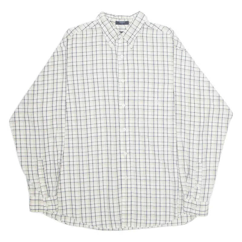 NAUTICA Mens Shirt Cream Check Long Sleeve L