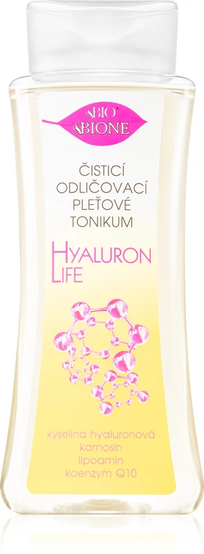 Bione Cosmetics Hyaluron Life 255 ml hyaluronic acid cleansing and make-up removing facial tonic lotion