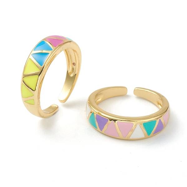 Brass Enamel Cuff Rings