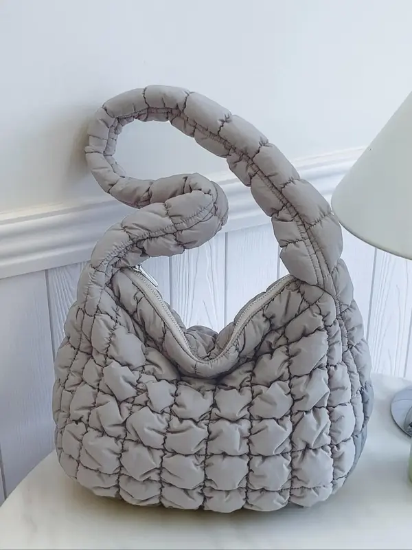 Women's Solid Color Quilted Shoulder Bag, Fashionable Large Capacity Crossbody Bag for Work & Daily Used, Casual Trendy Versa...