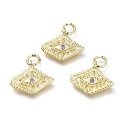 Brass Micro Pave Cubic Zirconia Pendants