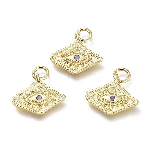 Brass Micro Pave Cubic Zirconia Pendants