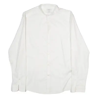 REISS Slim Fit Mens Plain Shirt White Long Sleeve L
