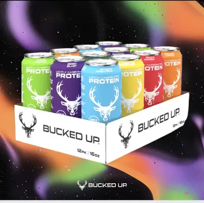 Bucked Up ALL NEW Ready-to-Drink Lightly-Carbonated Protein Soda | 1 Case (12 Cans) | Protein Isolate, 100 Calories, Zero Sug...