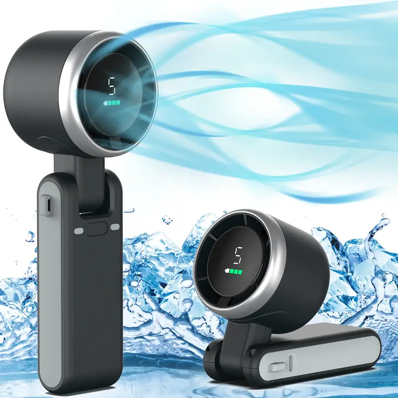 Portable Handheld Turbo Fan, 5 Gear Wind, Battery Operated, Up to 12 Working Hours, 3 IN 1 Rechargeable Mini Fan with Air Tur...