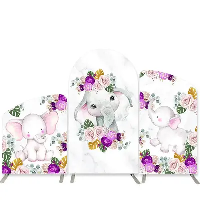 Aperturee Little Elephant Floral Baby Shower Arch Backdrop Kit | Custom Chiara Arched Covers | Diy Arch Backdrop Cover | Diy ...