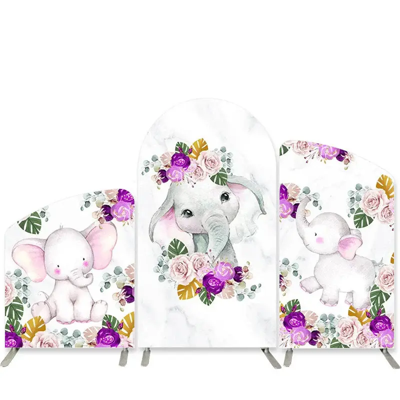 Aperturee Little Elephant Floral Baby Shower Arch Backdrop Kit | Custom Chiara Arched Covers | Diy Arch Backdrop Cover | Diy ...