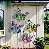 Butterfly Pattern Wall Decor, 4 Counts/set Colorful Hanging Butterfly Wall Art, Wall Decor for Home Garden Yard Fence, Cute