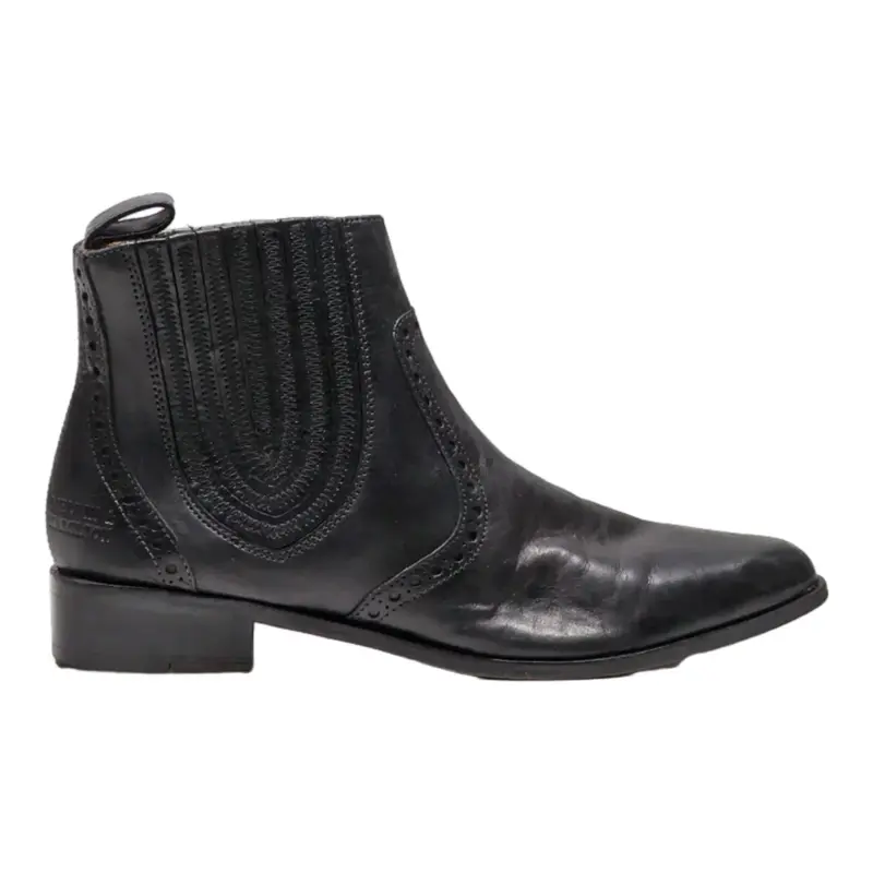 MELVIN & HAMILTON Brogue Chelsea Boots Black Leather Womens UK 5