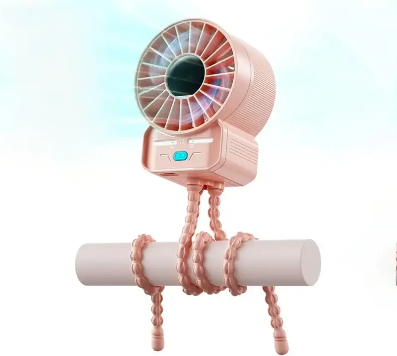 EVEREASY Multifunctional Portable Stroller Fan 4 Speed 6600rpm High Speed Usb Rechargeable Personal Mini Handheld Fan Extende...