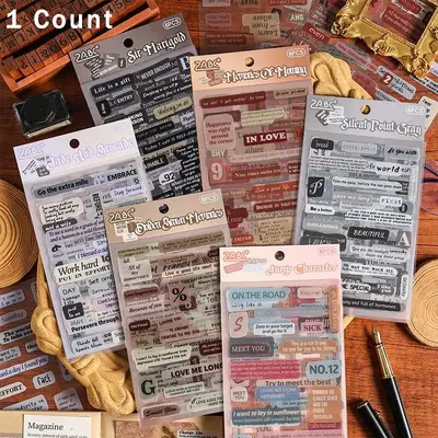 Random Color Retro Sticker, 6 Sheets/bag Self Adhesive Decorative Sticker, DIY Decor Sticker for Phone Case, Scrapbooking, Jo...