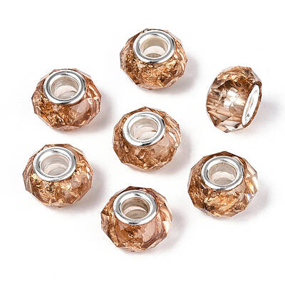 Transparent Resin Rondelle European Beads