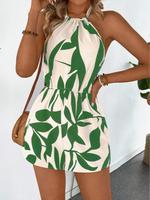 Women's Halter Romper, Lady Casual Sleeveless Romper for Summer, Women's Clothes for Beach Holiday Vacation, Womenswear, Romp...