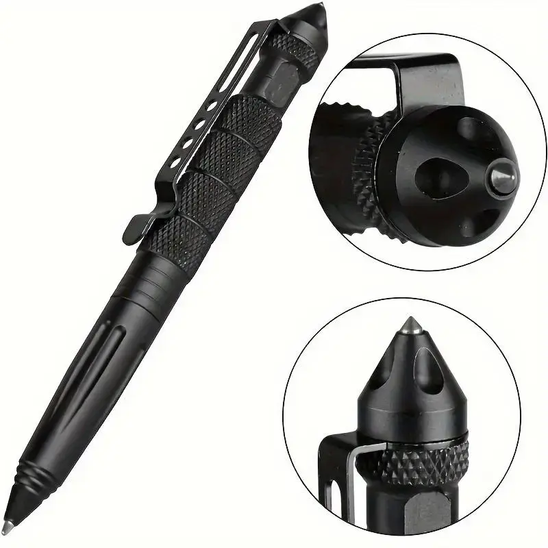 Military Tactical Pen, Tungsten Steel Aluminum Glass Breaker Multitool Pen, Multifunctional Survival Defense Emergency Tool, ...