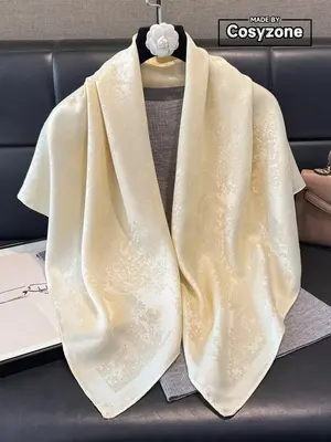 Elegant Silk Scarf for Women - Luxury Peach Pink Satin Neck Scarf - Soft Lightweight Shawl for Office, Travel, or Party - Fem...