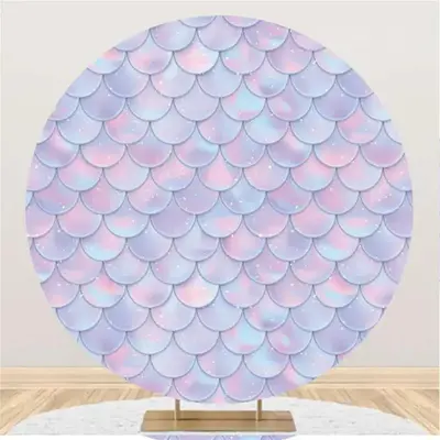 Lovely Mermaid Scales Simple Round Birthday Backdrop - Aperturee