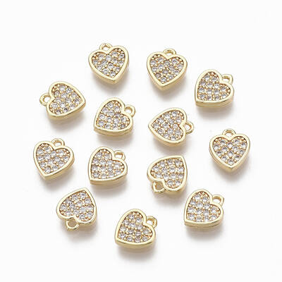 Brass Micro Pave Clear Cubic Zirconia Charms