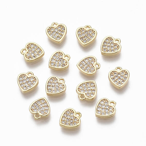 Brass Micro Pave Clear Cubic Zirconia Charms