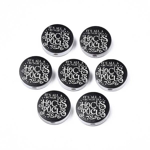 Halloween Printed Natural Wood Beads